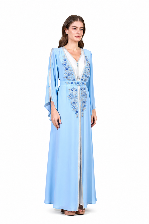 Sky Blue Moroccan Kaftan – ELM M 661 – Product view 1