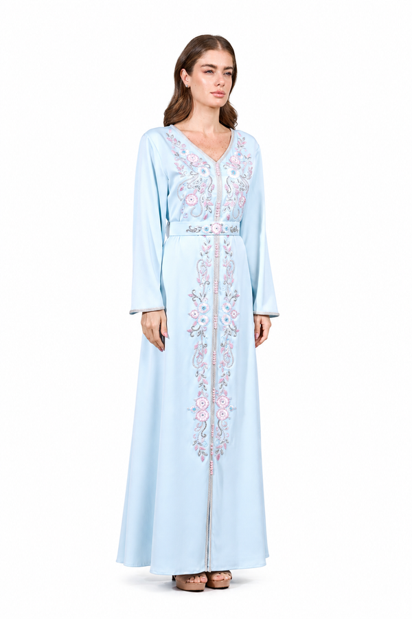 Sky Blue Moroccan Kaftan – ELM M 663 – Product view 1
