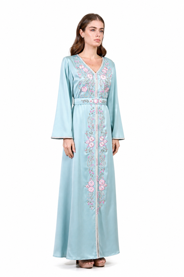 Pastel Green Moroccan Kaftan – ELM M 663 – Product view 1