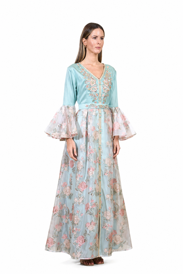 Mint Green Moroccan Kaftan – ELM M 666 – Product view 1