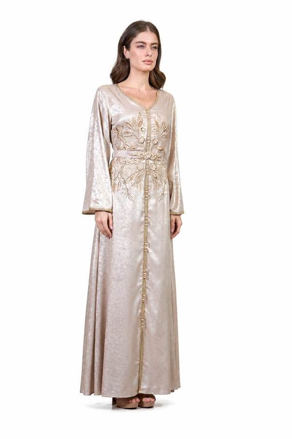Beige Moroccan Kaftan – ELM M 656 – Product view 1