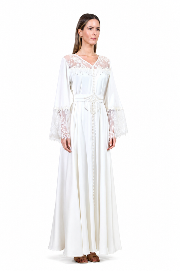 Off White Moroccan Kaftan – ELM M 657 – Product view 1