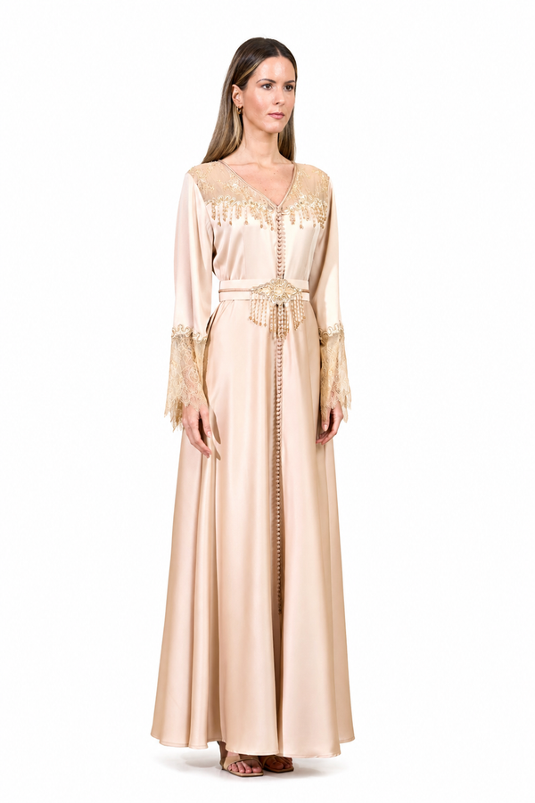 Beige Moroccan Kaftan – ELM M 657 – Product view 1