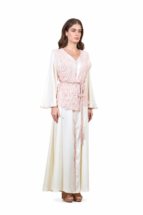Off White, Pink Moroccan Kaftan – ELM M 664 – Product view 1