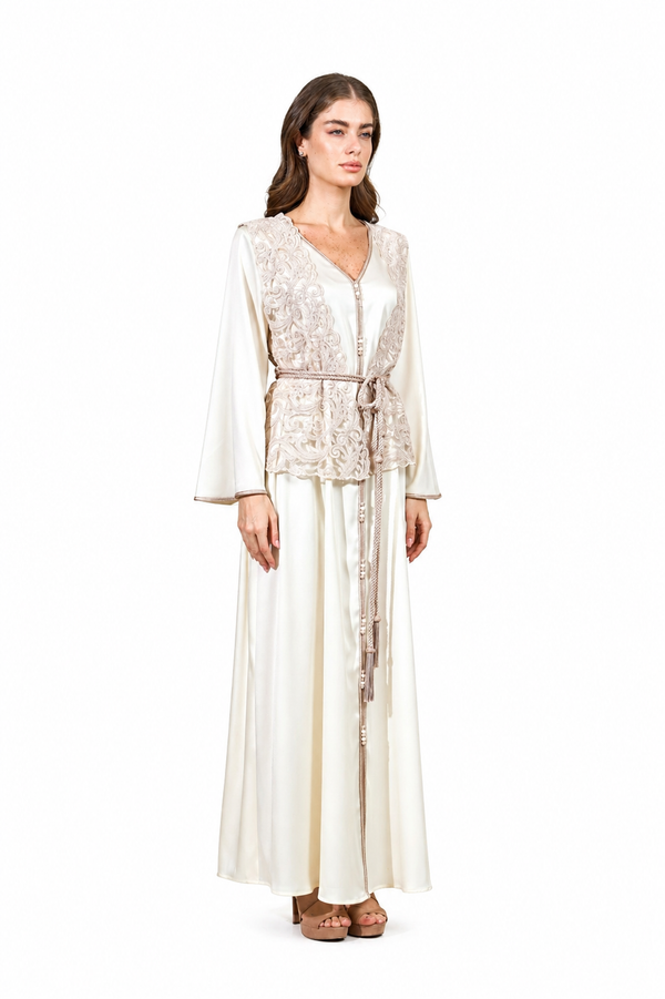 Off White, Beige Moroccan Kaftan – ELM M 664 – Product view 1