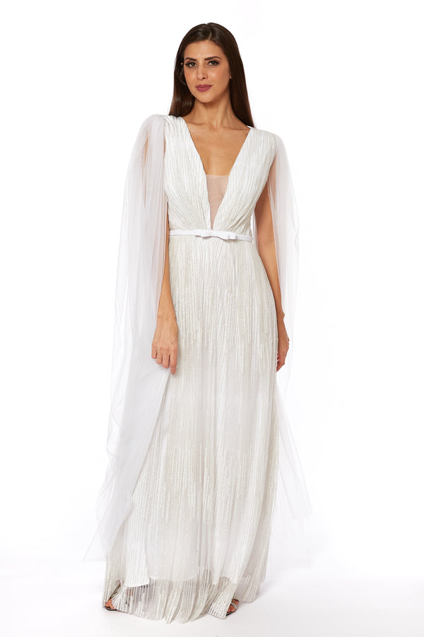 White, Striped Women's Dress – ELM D 189 – Product view 1