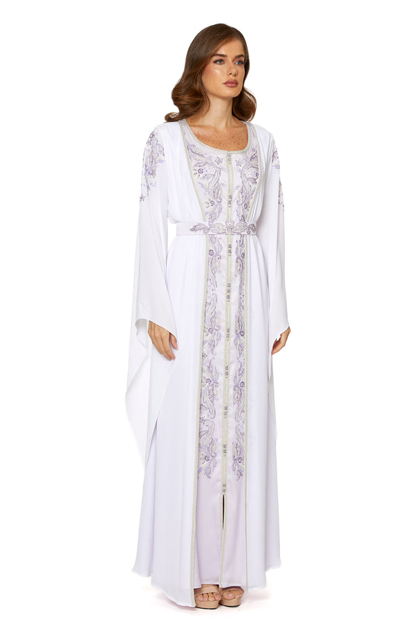 Purple, White Moroccan Kaftan – ELM M 628 – Product view 1