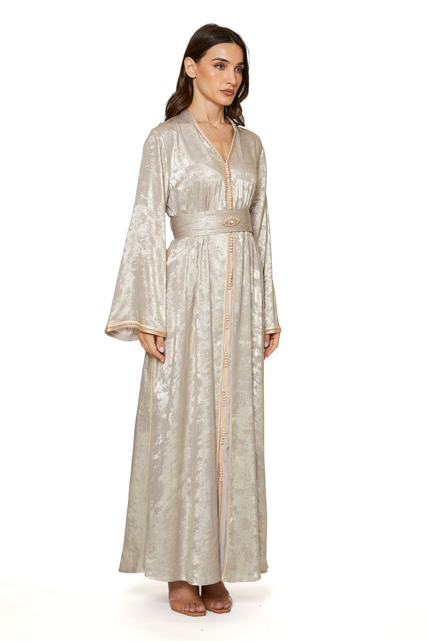 Gold, Beige Moroccan Kaftan – ELM M 633 – Product view 1