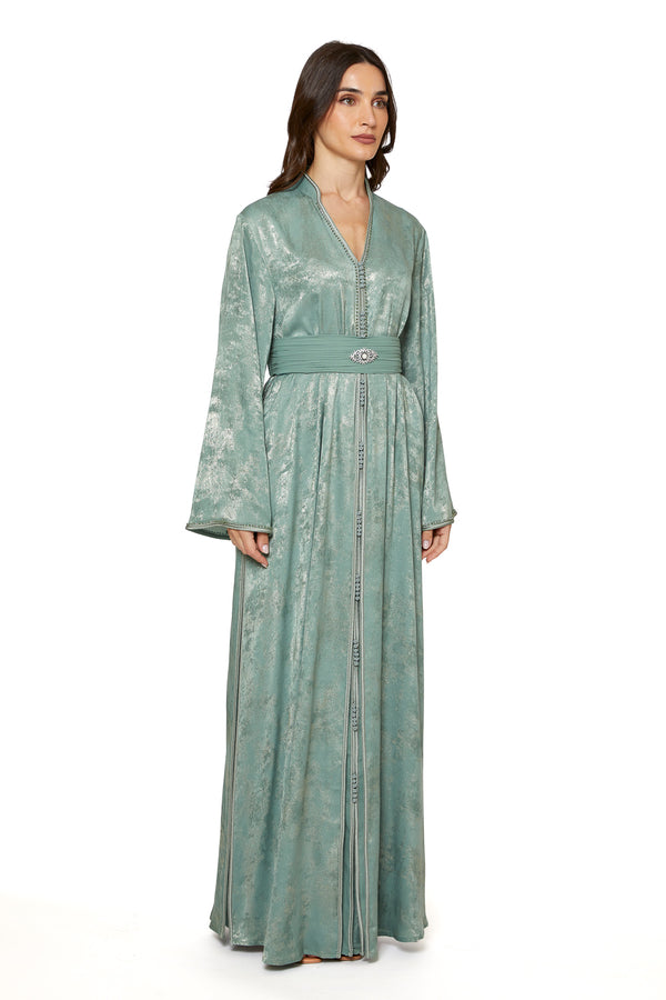 Gold, Green Moroccan Kaftan – ELM M 633 – Product view 1