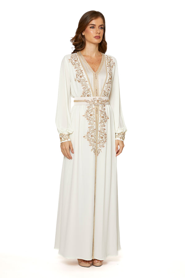 Off White, Beige Moroccan Kaftan – ELM M 631 – Product view 1