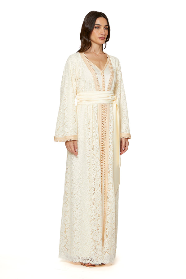 Off White Moroccan Kaftan – ELM M 632 – Product view 1