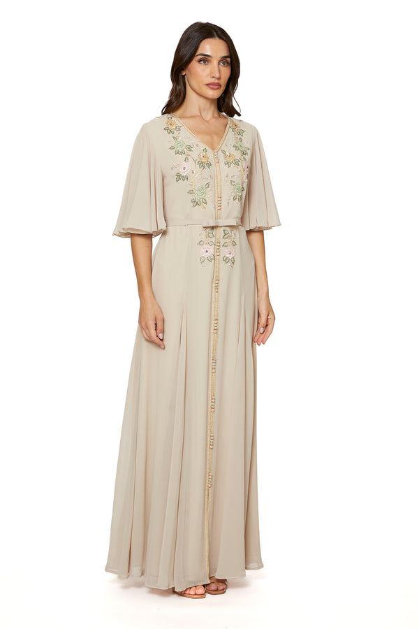Beige Moroccan Kaftan – ELM M 609 – Product view 1