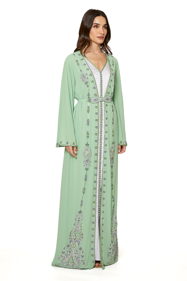 Light Green Moroccan Kaftan – ELM M 620 – Product view 1