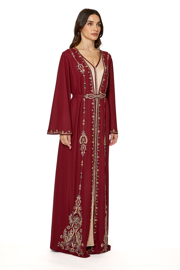 Maroon Moroccan Kaftan – ELM M 620 – Product view 1