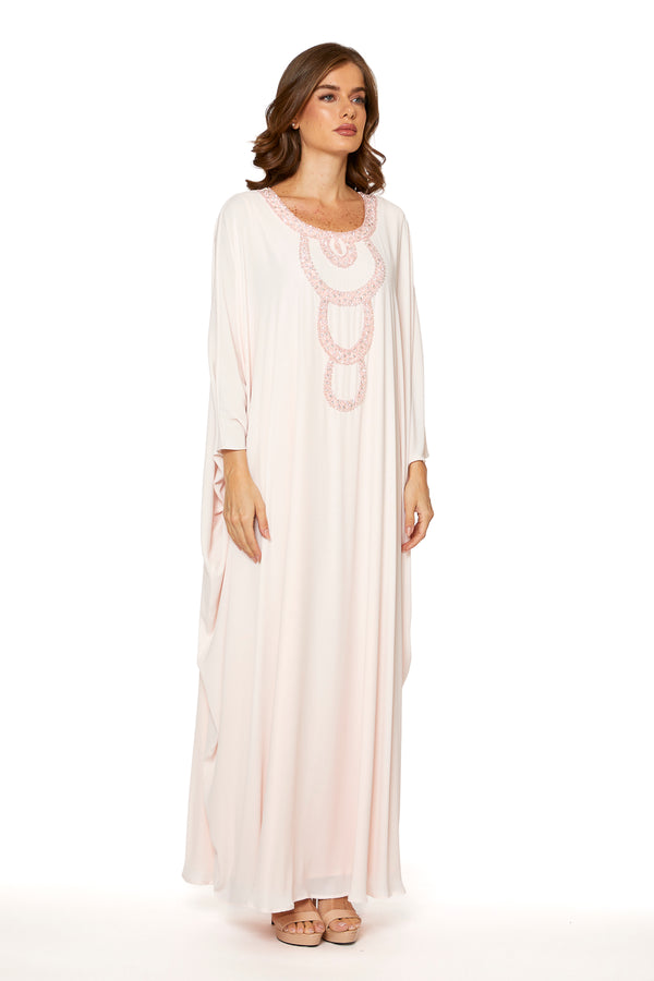 Floral, White, Pink Jalabiya – ELM J 563 – Product view 1