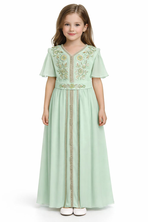 Olive Green Girls' Dress – ELM-KM 28 – Product view 1