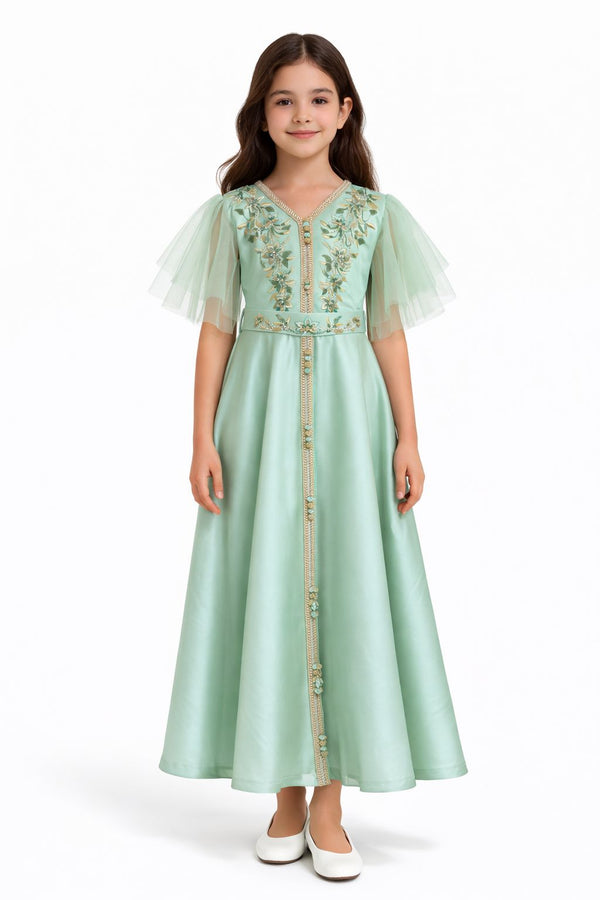 Green Girls' Dress – ELM-KM 30 – Product view 1