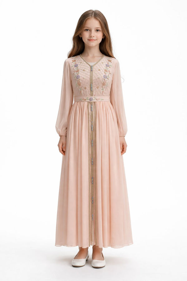 Peach Girls' Dress – ELM-TEM 26 – Product view 1