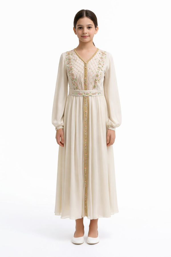 Off White Girls' Dress – ELM-TEM 26 – Product view 1