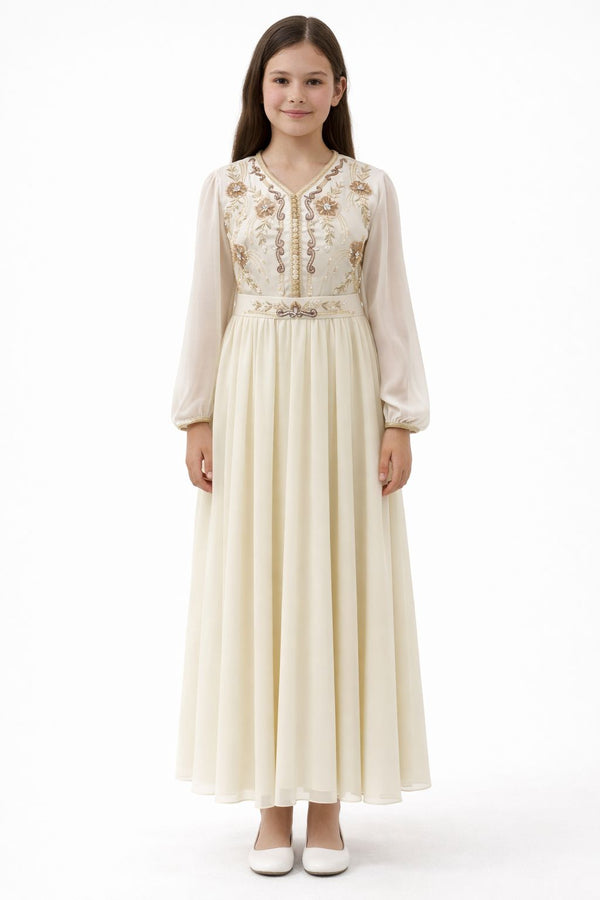 Off White Girls' Dress – ELM-TEM 27 – Product view 1