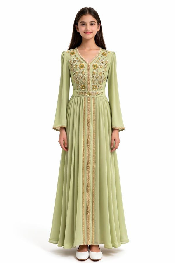 Green Girls' Dress – ELM-TEM 28 – Product view 1