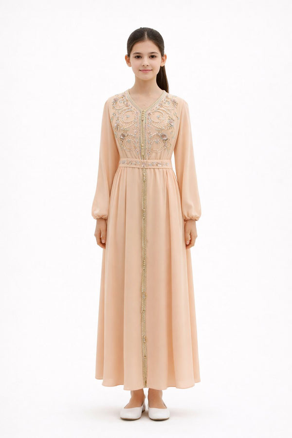 Peach Girls' Dress – ELM-TEM 29 – Product view 1