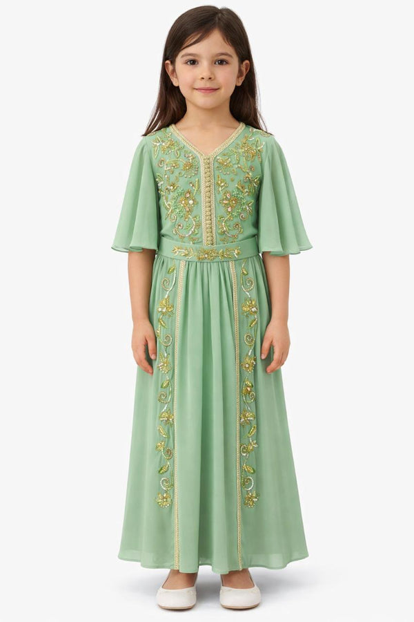 Green Girls' Dress – ELM-KM 004 – Product view 1
