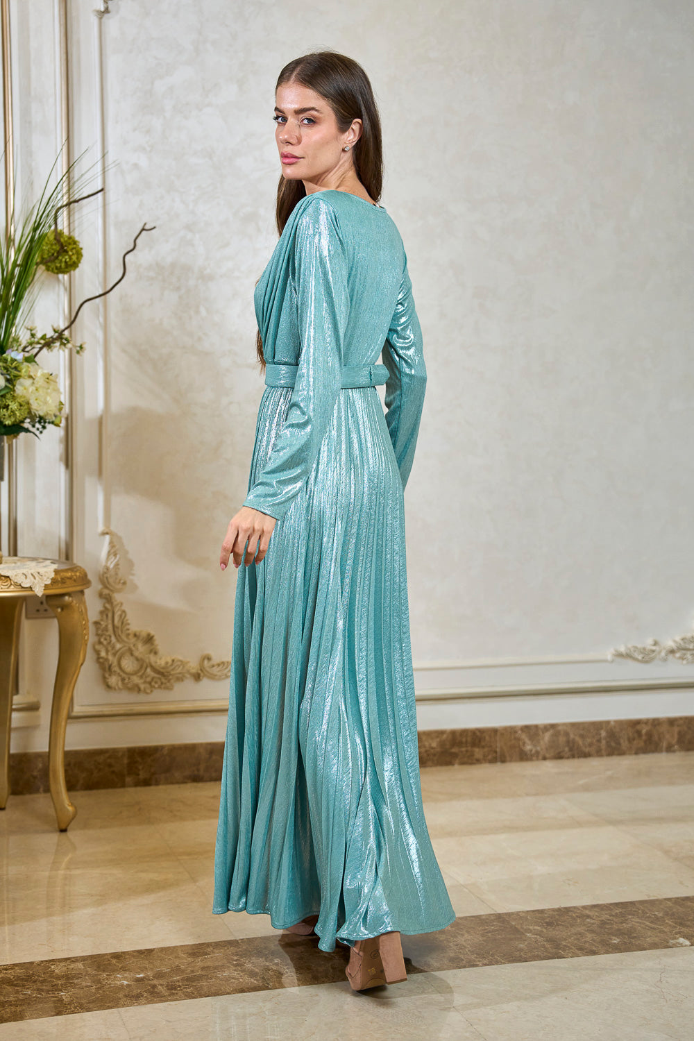 Pastel Green Wrap Evening Dress – ELM D 422